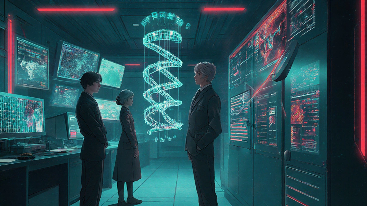 Scientists monitoring personalized mRNA cancer vaccines targeting tumors with advanced lipid nanoparticles in a high-tech lab.