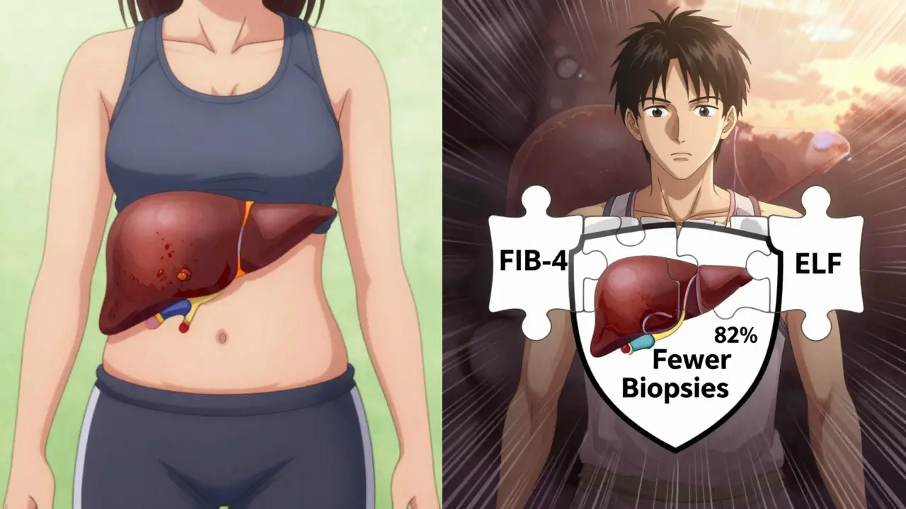 Patient transforming health through lifestyle changes as three diagnostic tests merge into a protective shield.