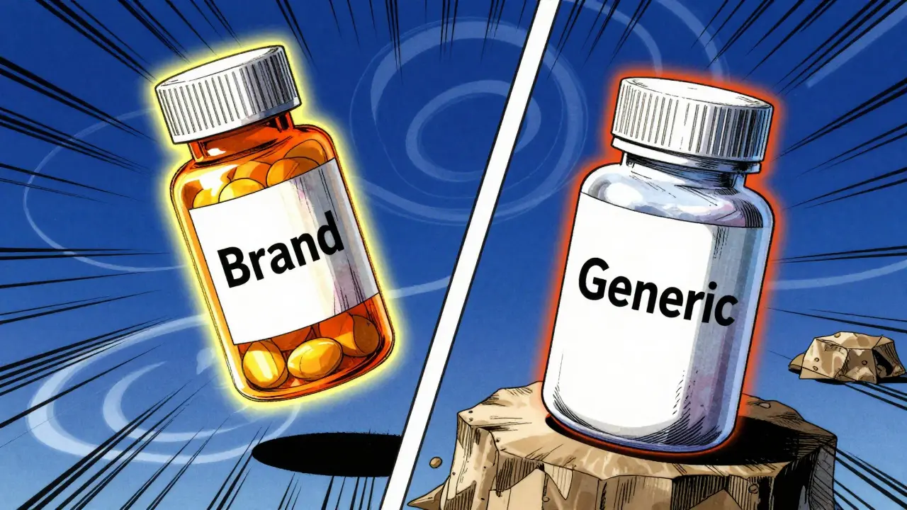 Comparison of brand name vs generic medicine bottles