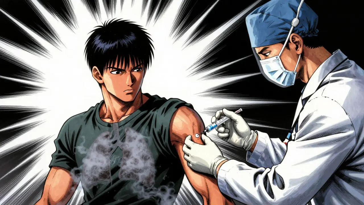 Doctor administering naloxone to reverse opioid overdose