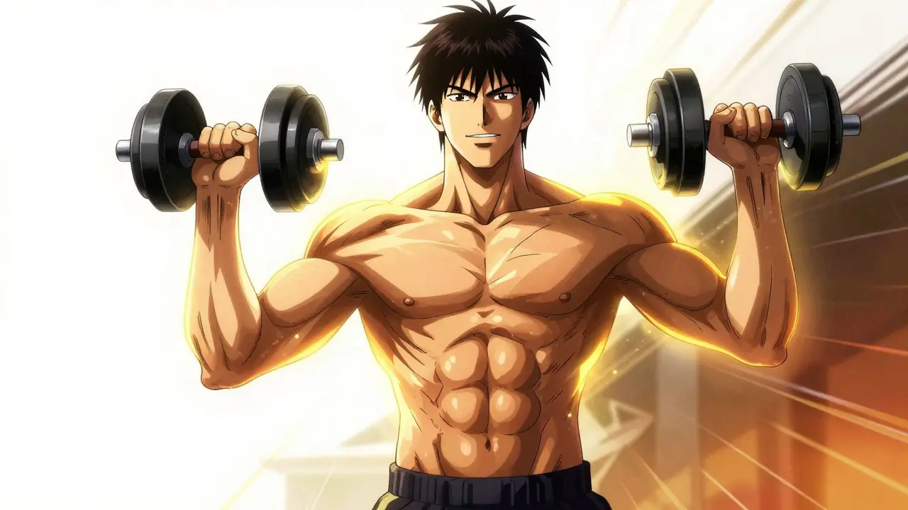 Fit person lifting weights with glowing energy symbolizing metabolic recovery