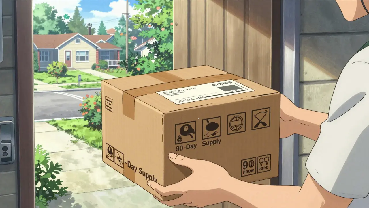 Secure medication delivery package arriving at doorstep