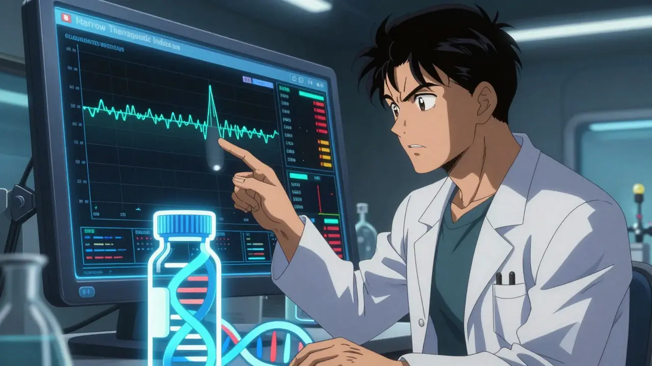 Scientist analyzing patient data for drug safety